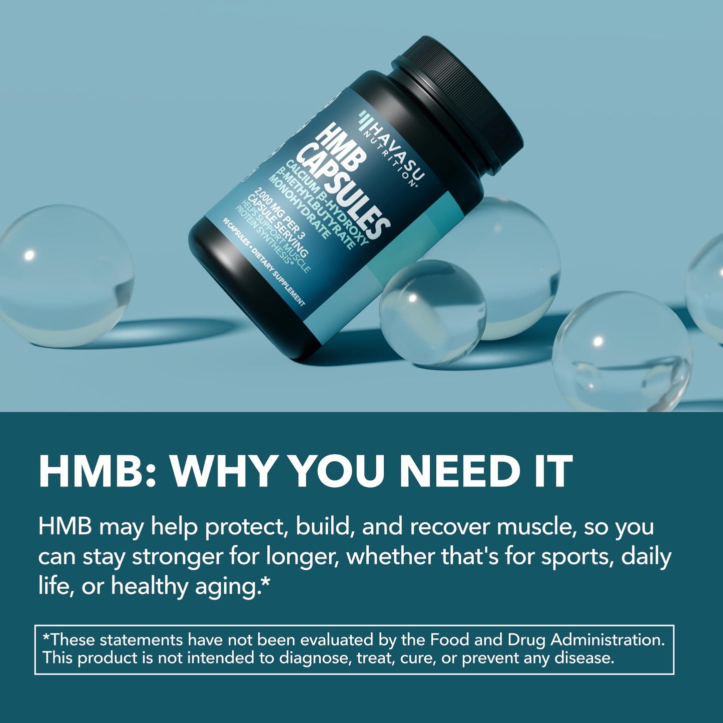HAVASU NUTRITION HMB 2000mg Capsules, 90 Count