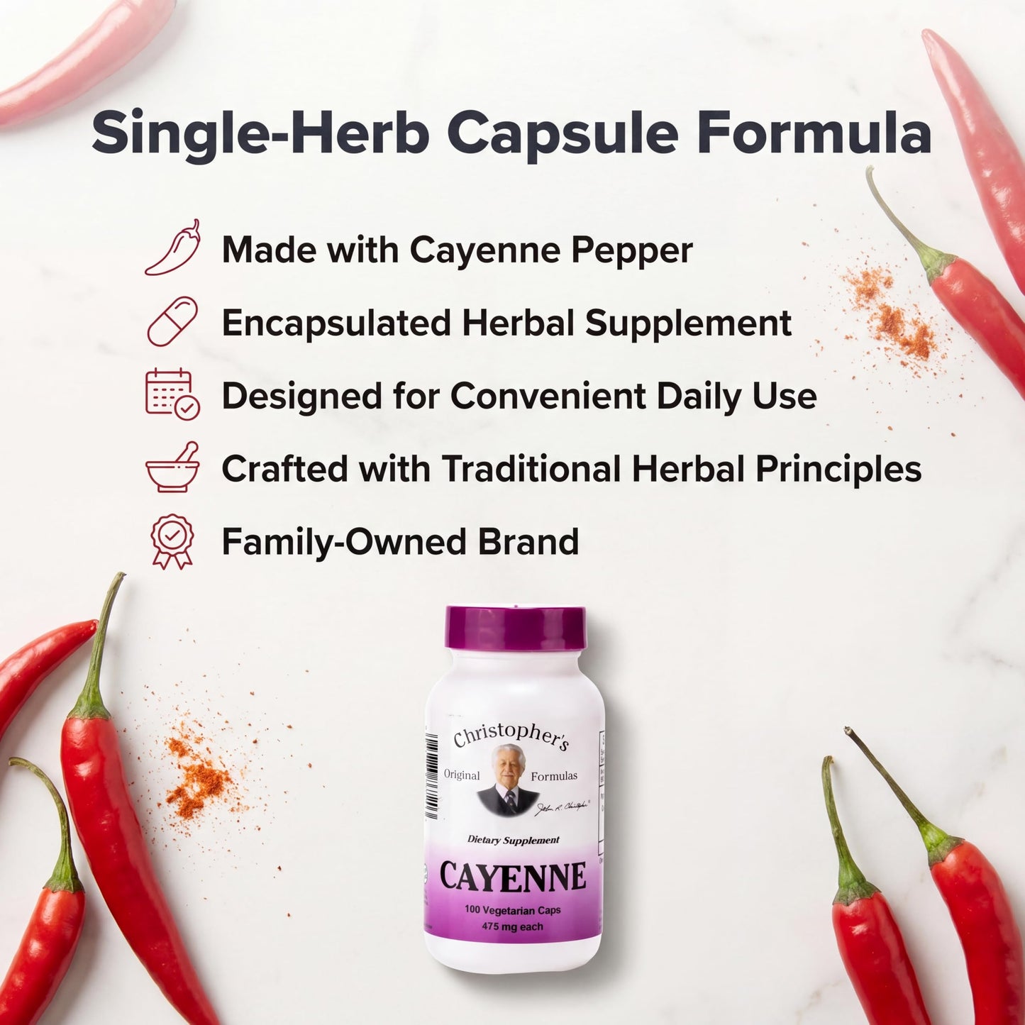 Christopher's Original Formulas Cayenne Capsules, 100 Capsules