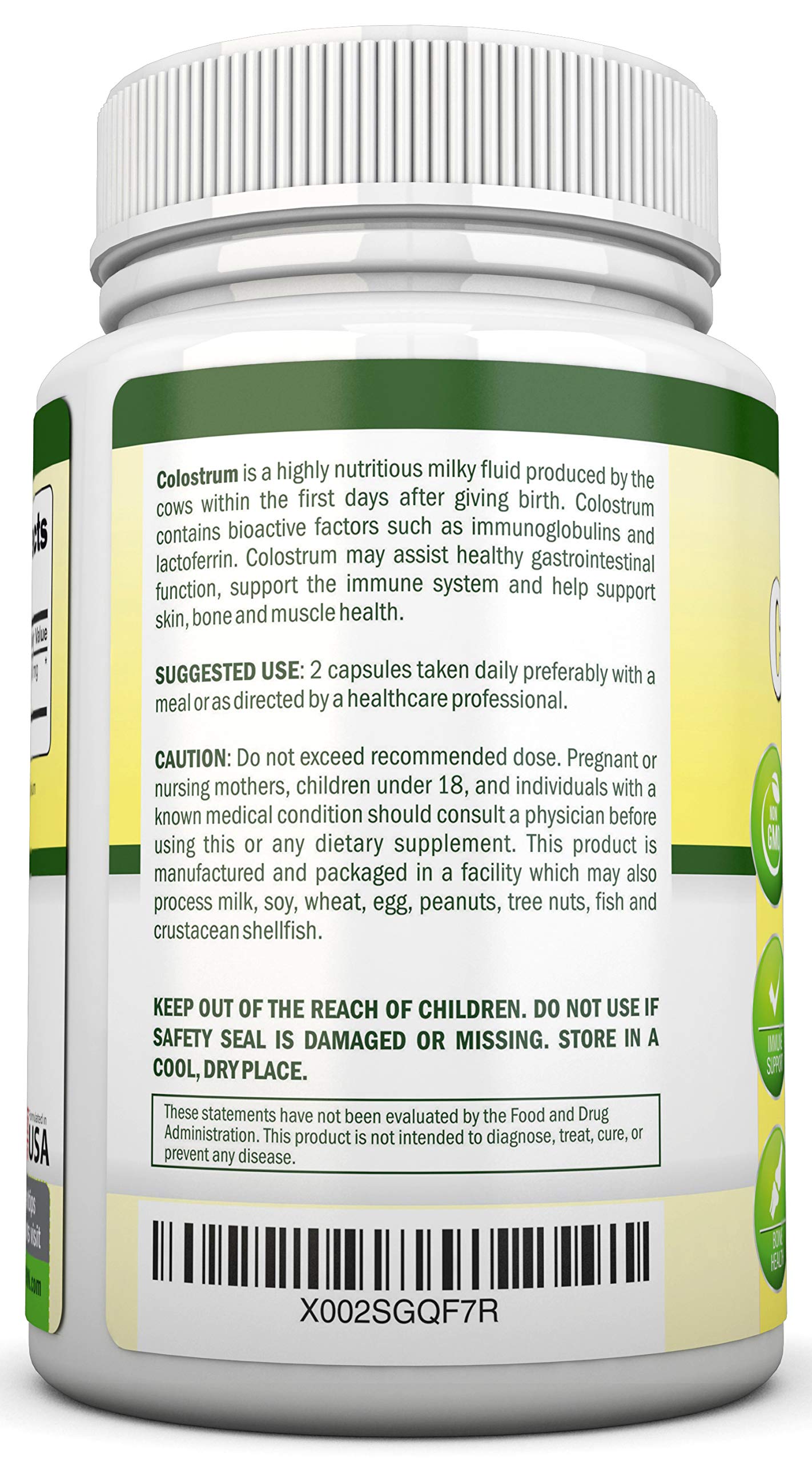 NutriONN Colostrum 1000mg Capsules, 120 Count