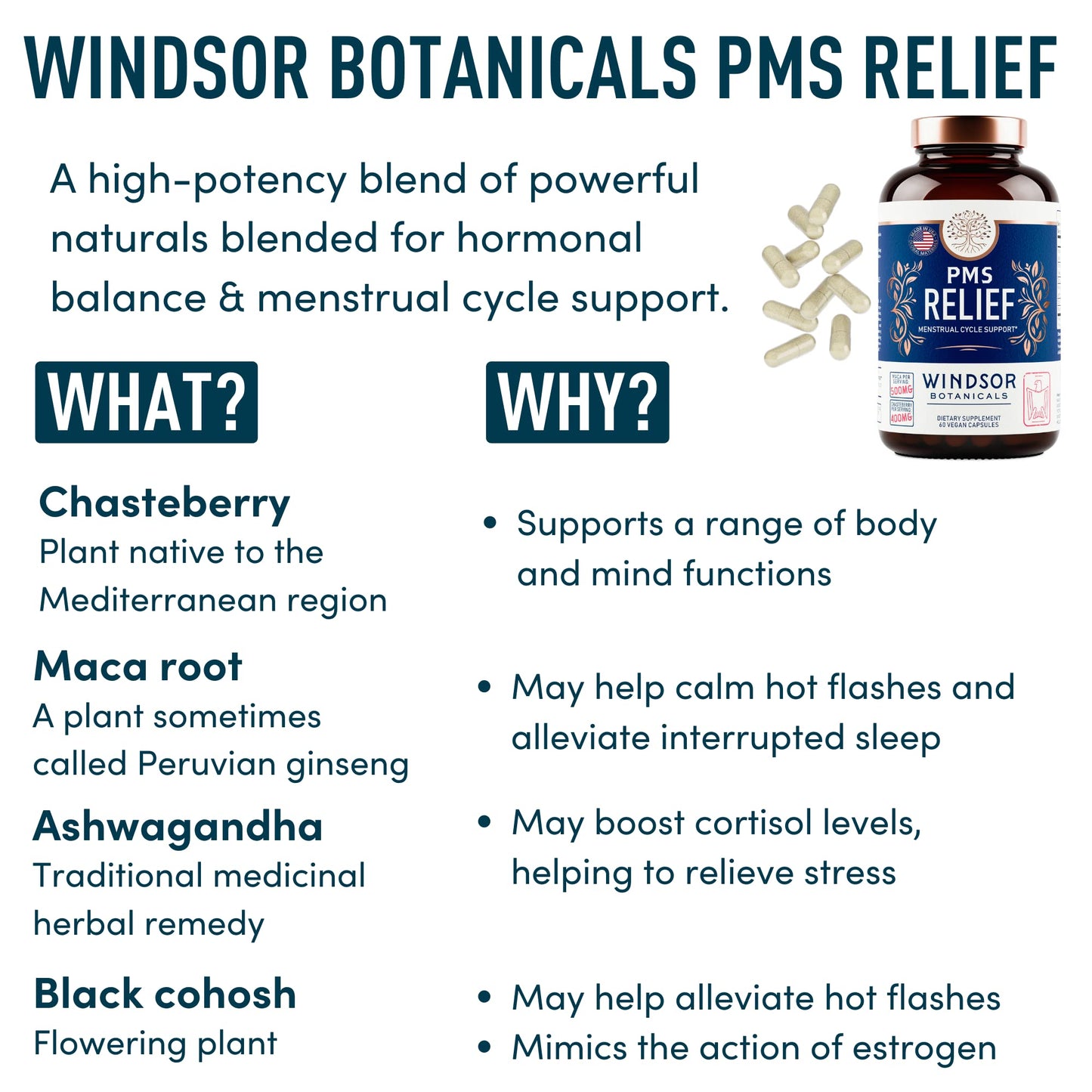 WINDSOR BOTANICALS PMS Support Supplement 60 Capsules