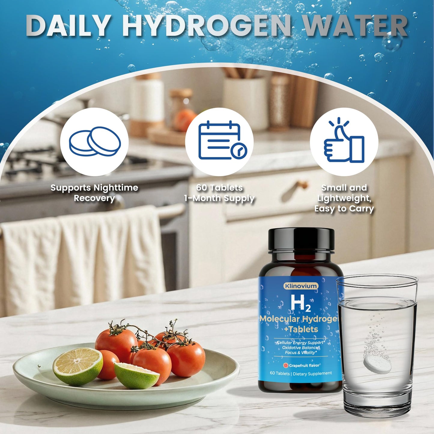 Klinovium Hydrogen Water Tablets with Magnesium, 60 Tablets