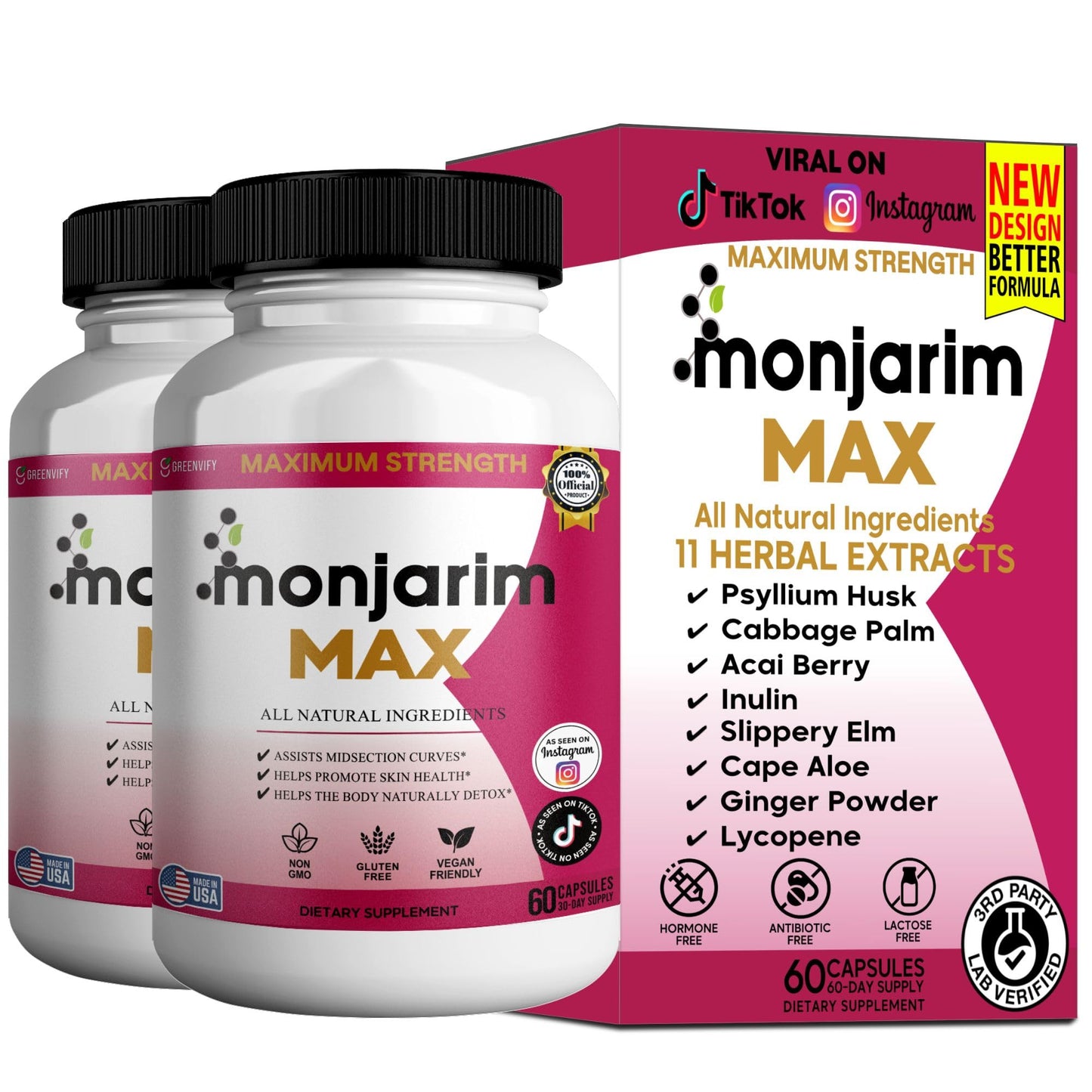 GREENVIFY Monjarim Max Dietary Supplement Capsules, 60 Capsules