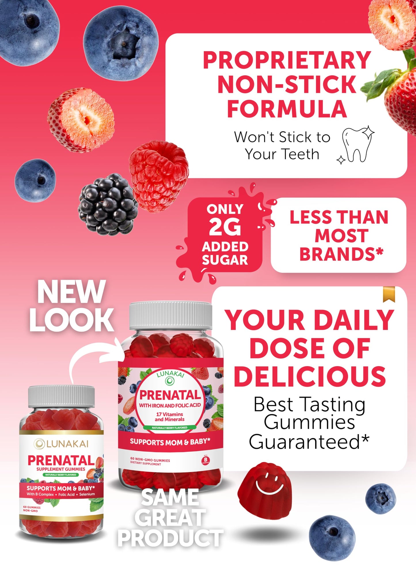 Lunakai Prenatal and Vitamin D3 Gummies Bundle - Pregnancy Multivitamin Gummy with Iron & Folic Acid - Immunity, Bone and Mood Support - 120 Gummies