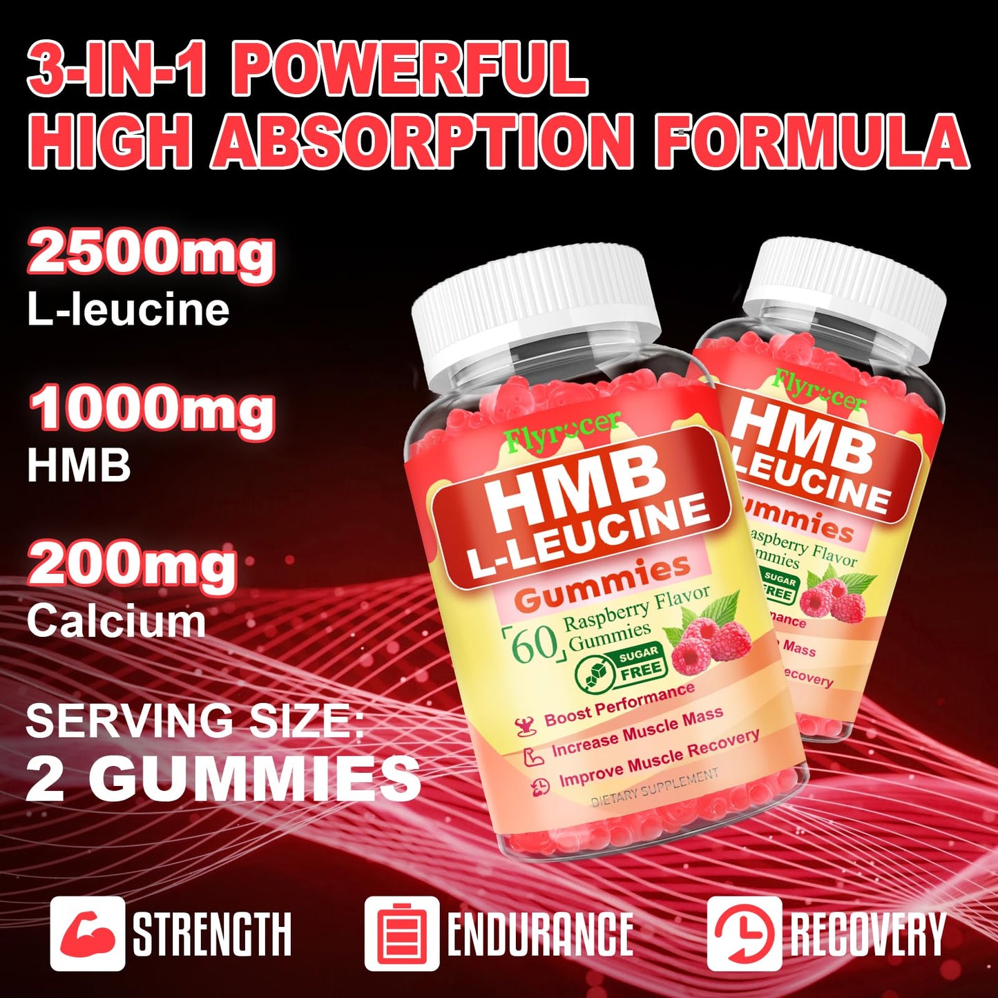 Flyrocer HMB and L-Leucine Gummies, 120 Gummies