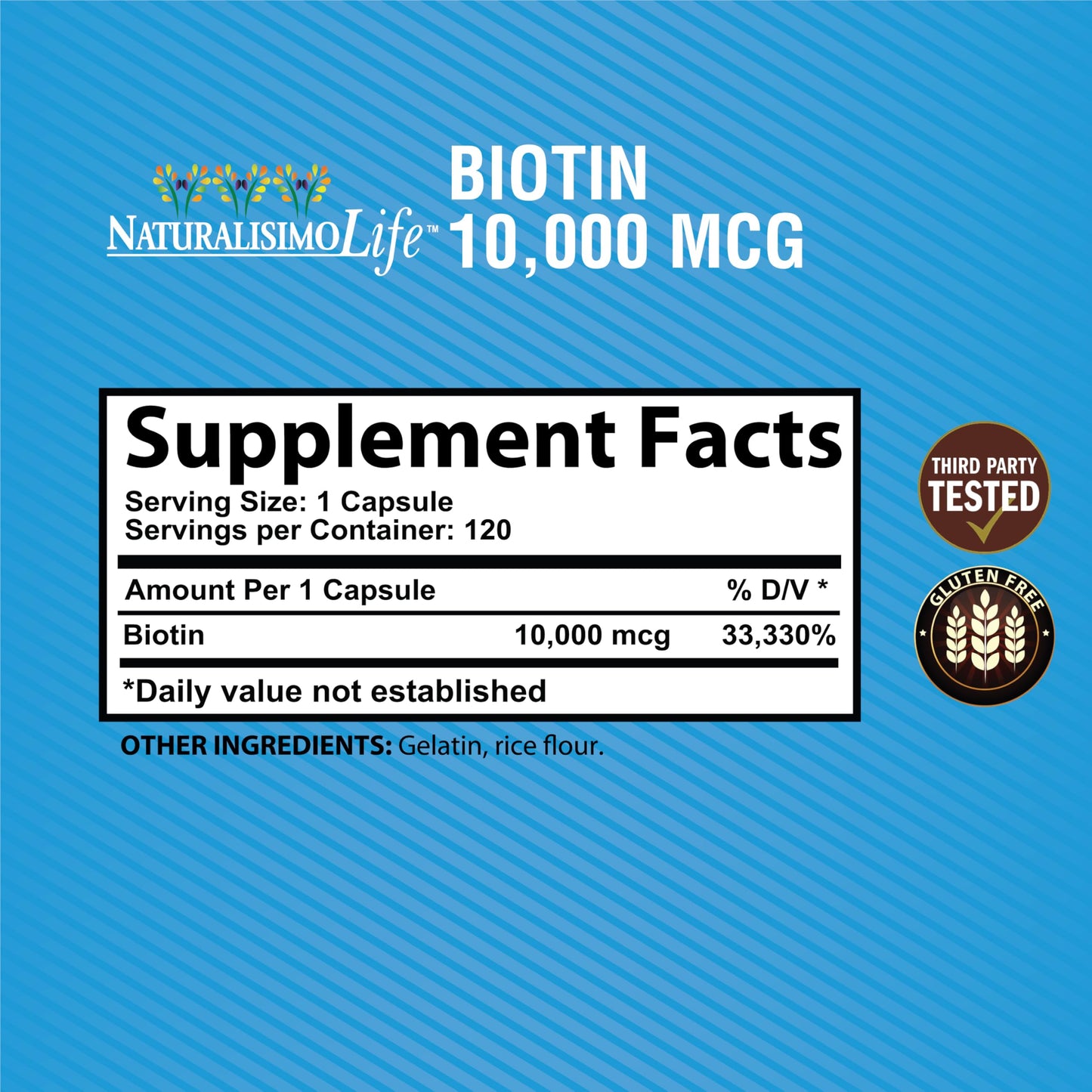 Decatela Biotin 10,000 mcg High Potency - Natural Hair, Skin, Nail & Metabolism Capsules, 120 Count