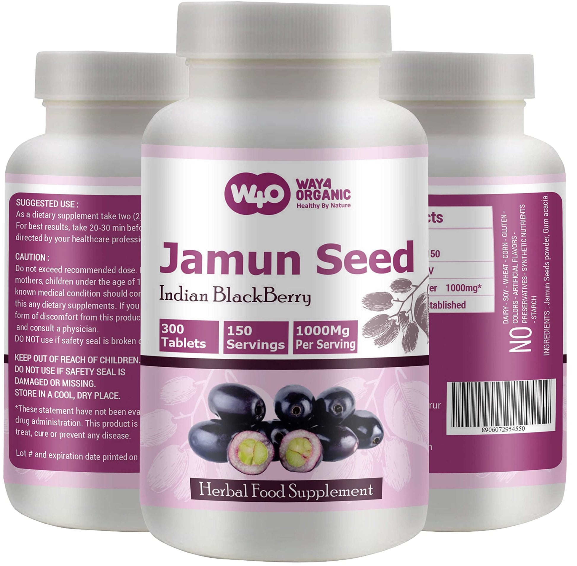 WAY 4 ORGANIC W4O Jamun Seed Tablets - 1 Pack