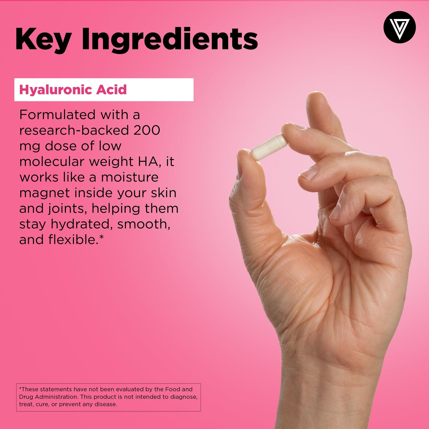 Vital Vitamins Hyaluronic Acid Supplements 60-Count Capsules