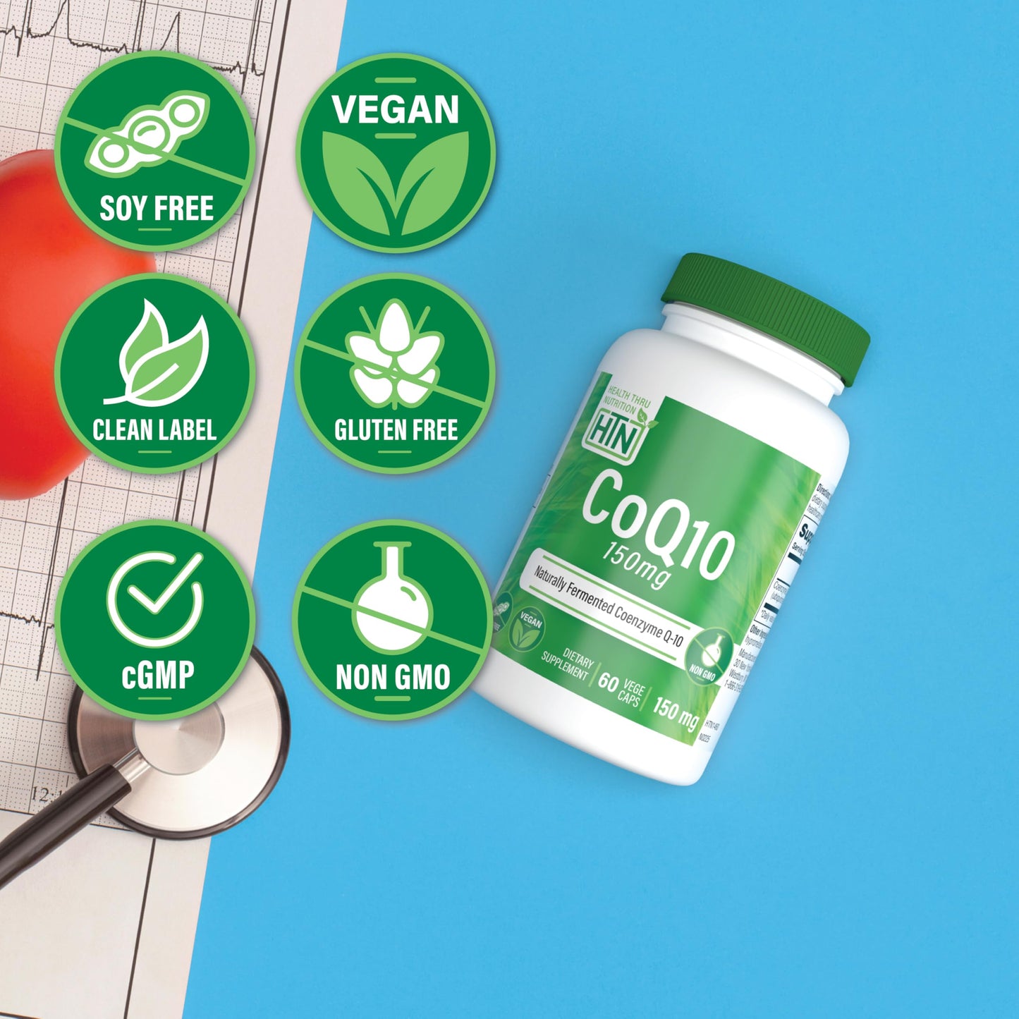 Health Thru Nutrition CoQ-10 150mg Capsules 60 Count