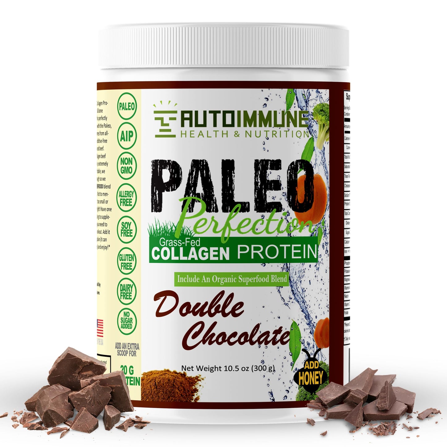 Autoimmune Health & Nutrition Double Chocolate Grass-Fed Beef Collagen Protein Powder No Stevia, 10.5 oz