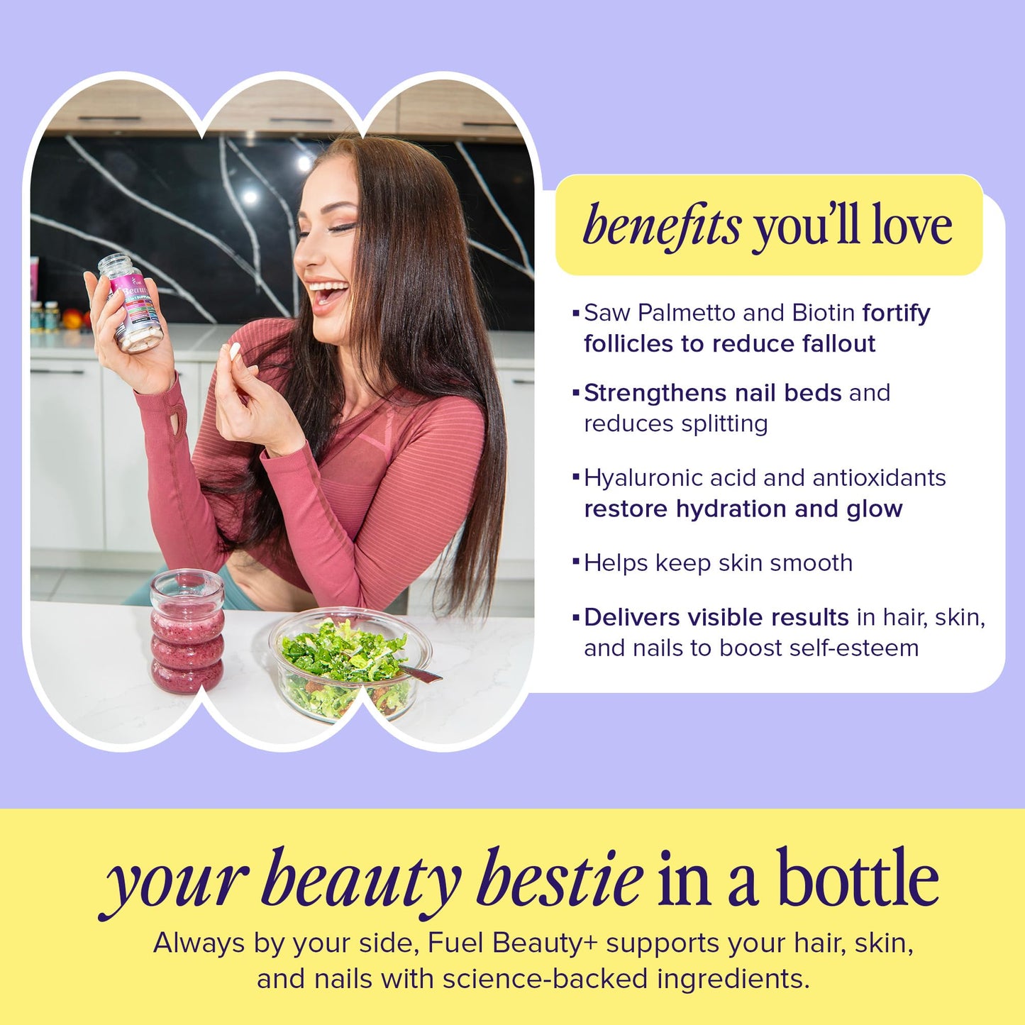 Fuel Beauty+ 24-in-1 Hair, Skin & Nails Vitamins for Women Capsules 60 Count