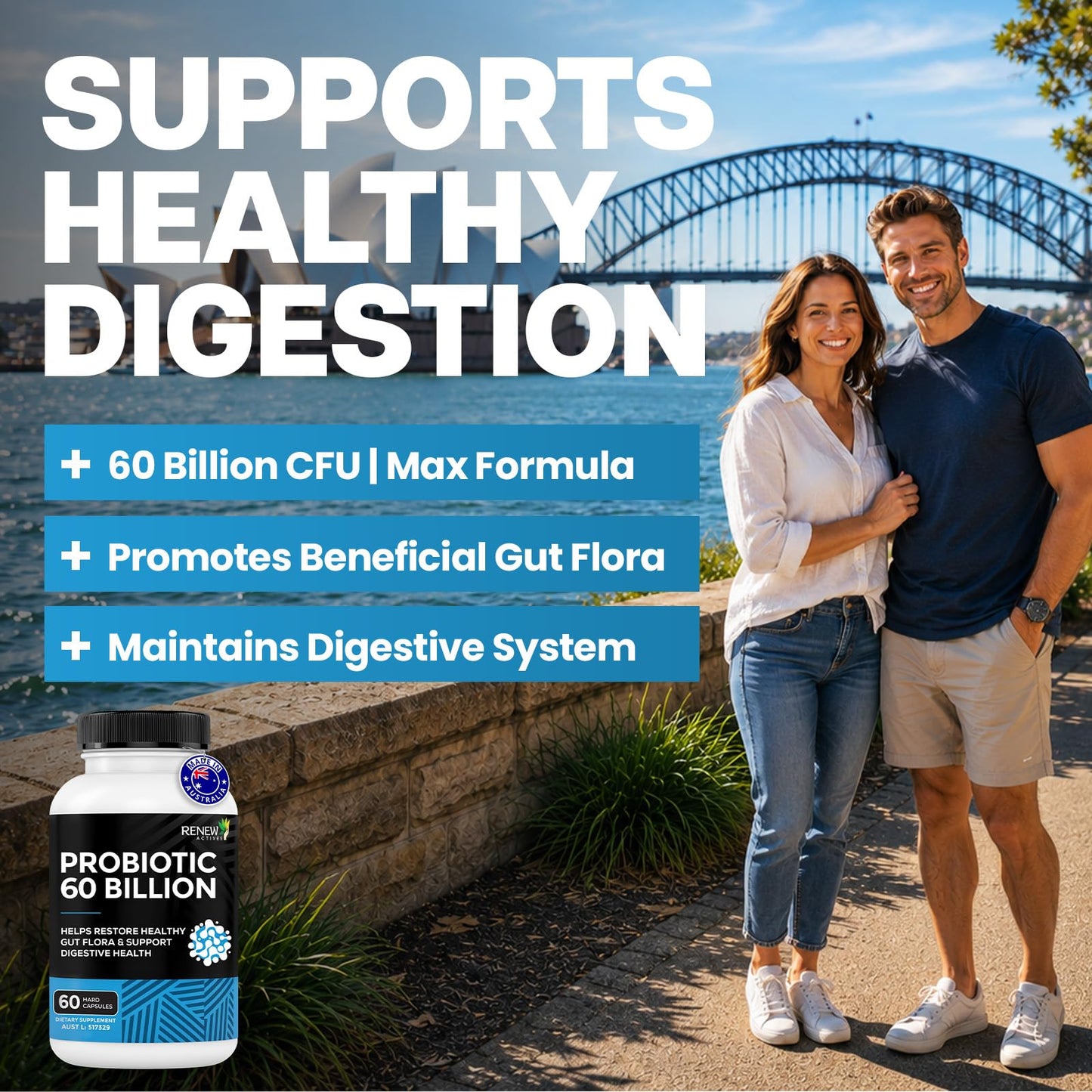 Renew Actives Probiotic Supplement for Digestive Health 60 Capsules