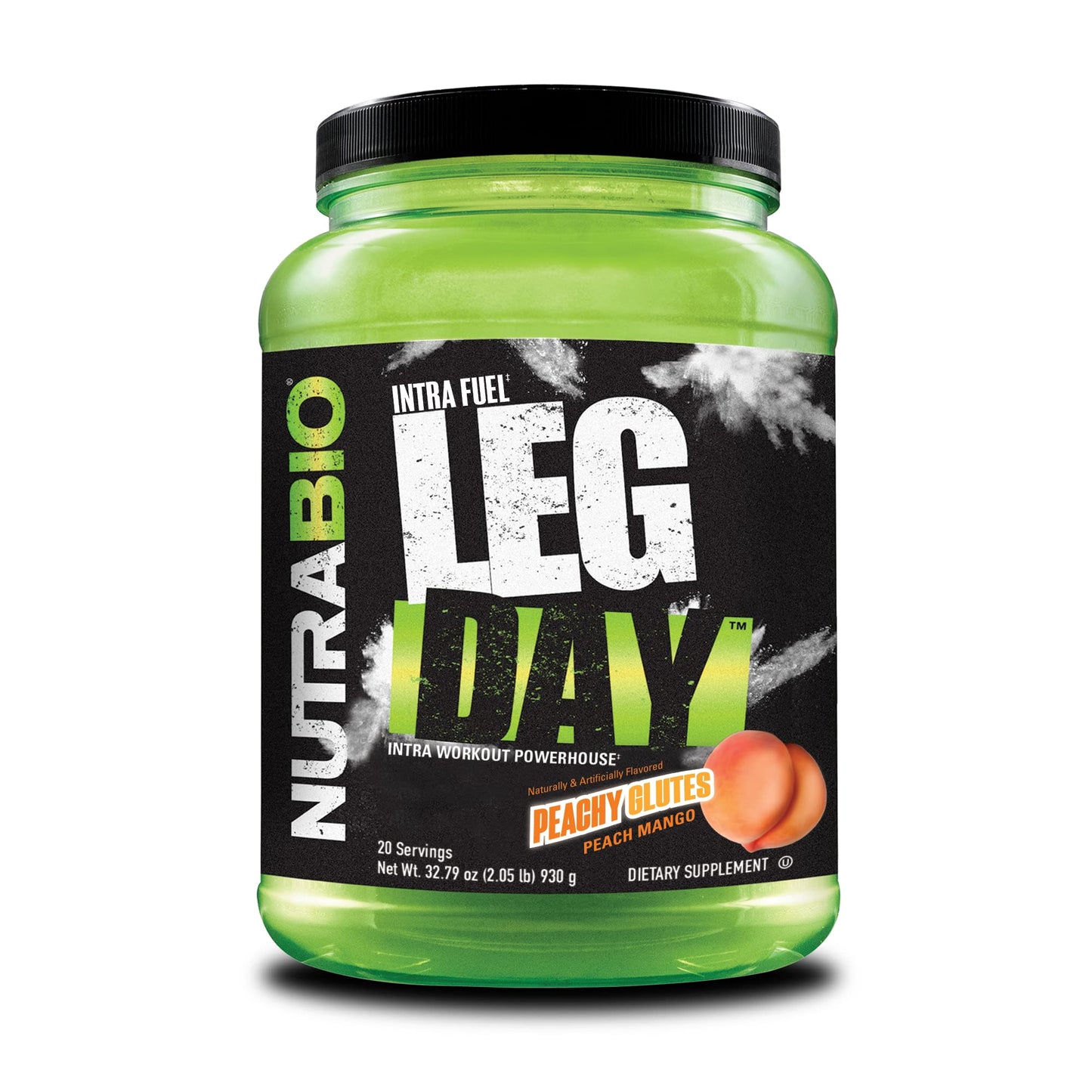 NutraBio Leg Day Intra Workout Powder - Peach Mango, 32 Servings