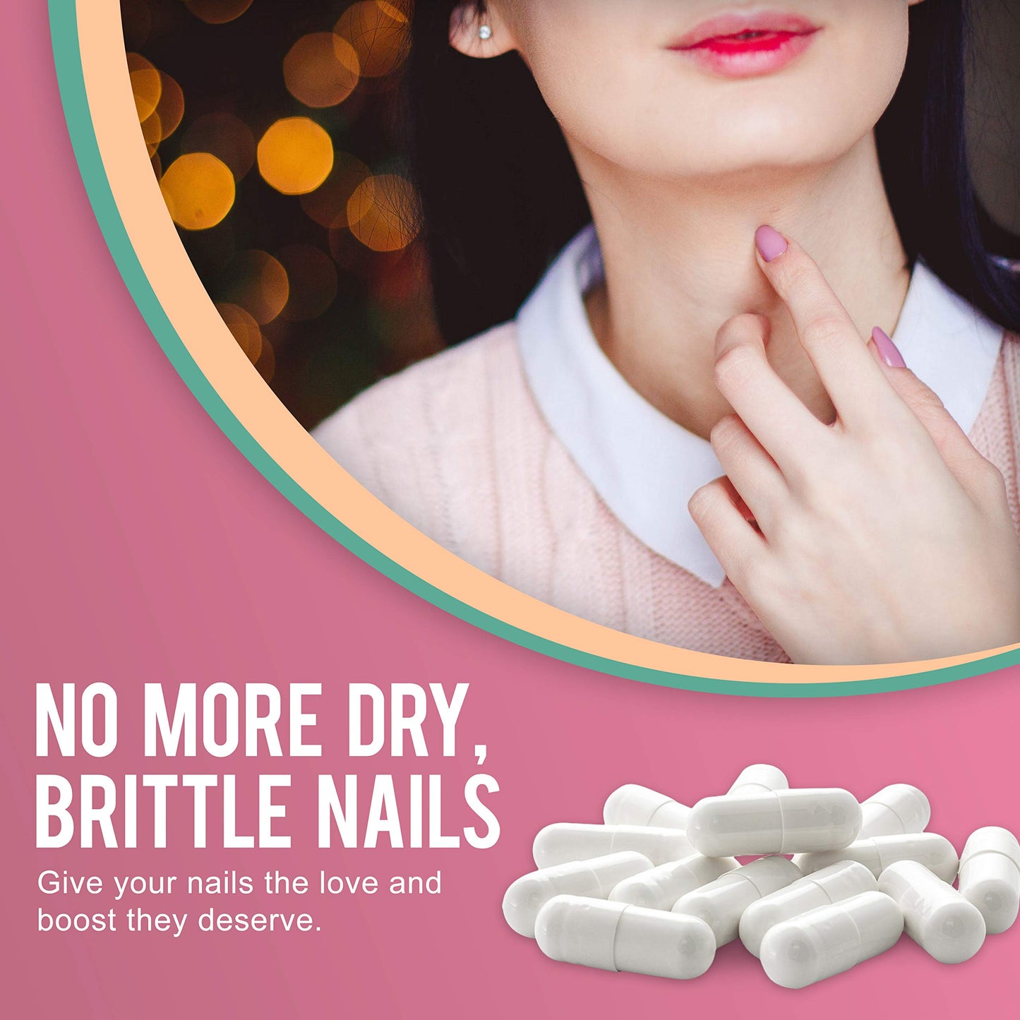 OPTML Hair and Nail Vitamins for Hair Growth and Thickness, Biotin-Infused Hair Pills, 60 Capsules