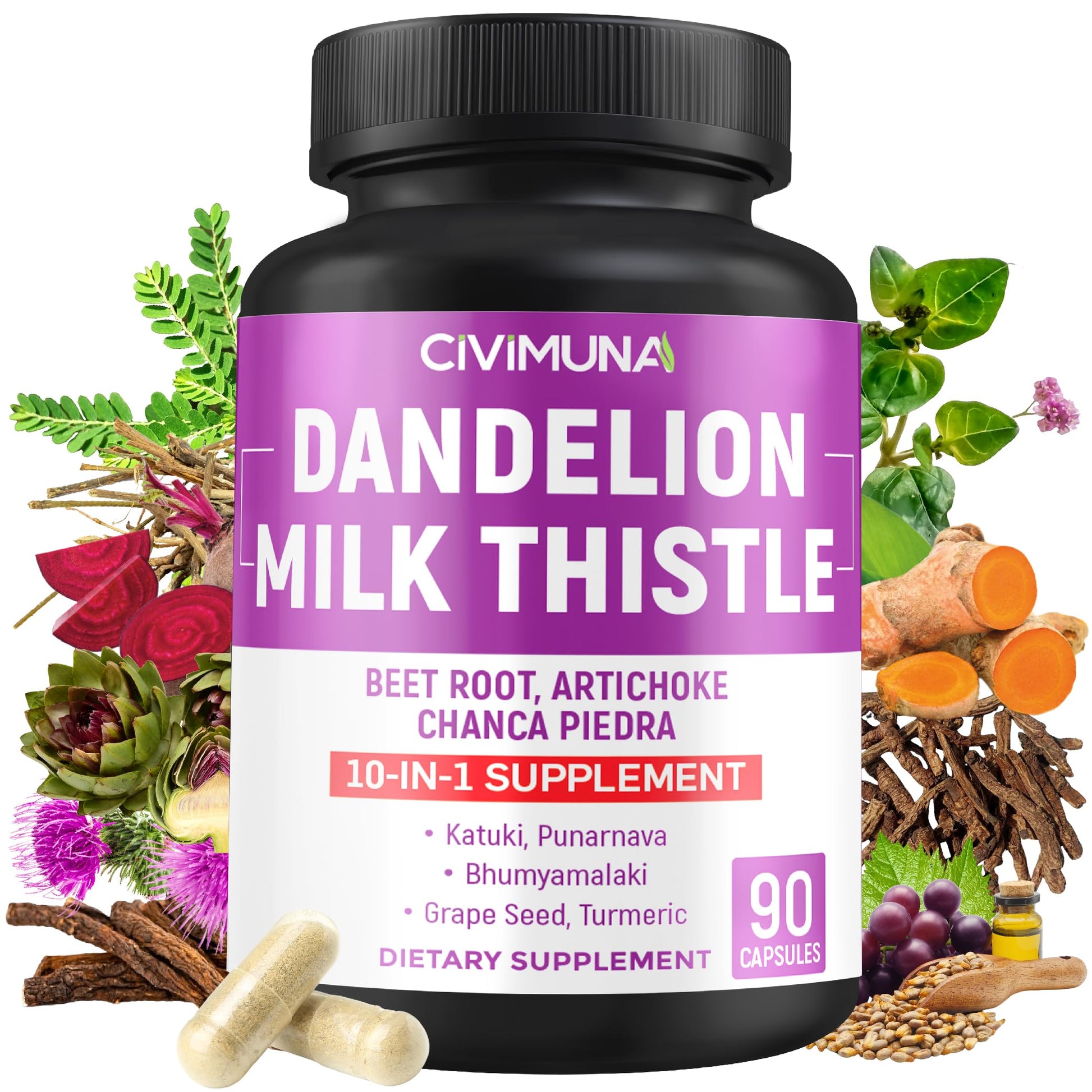CIVIMUNA Dandelion Root Capsules, 90 Capsules