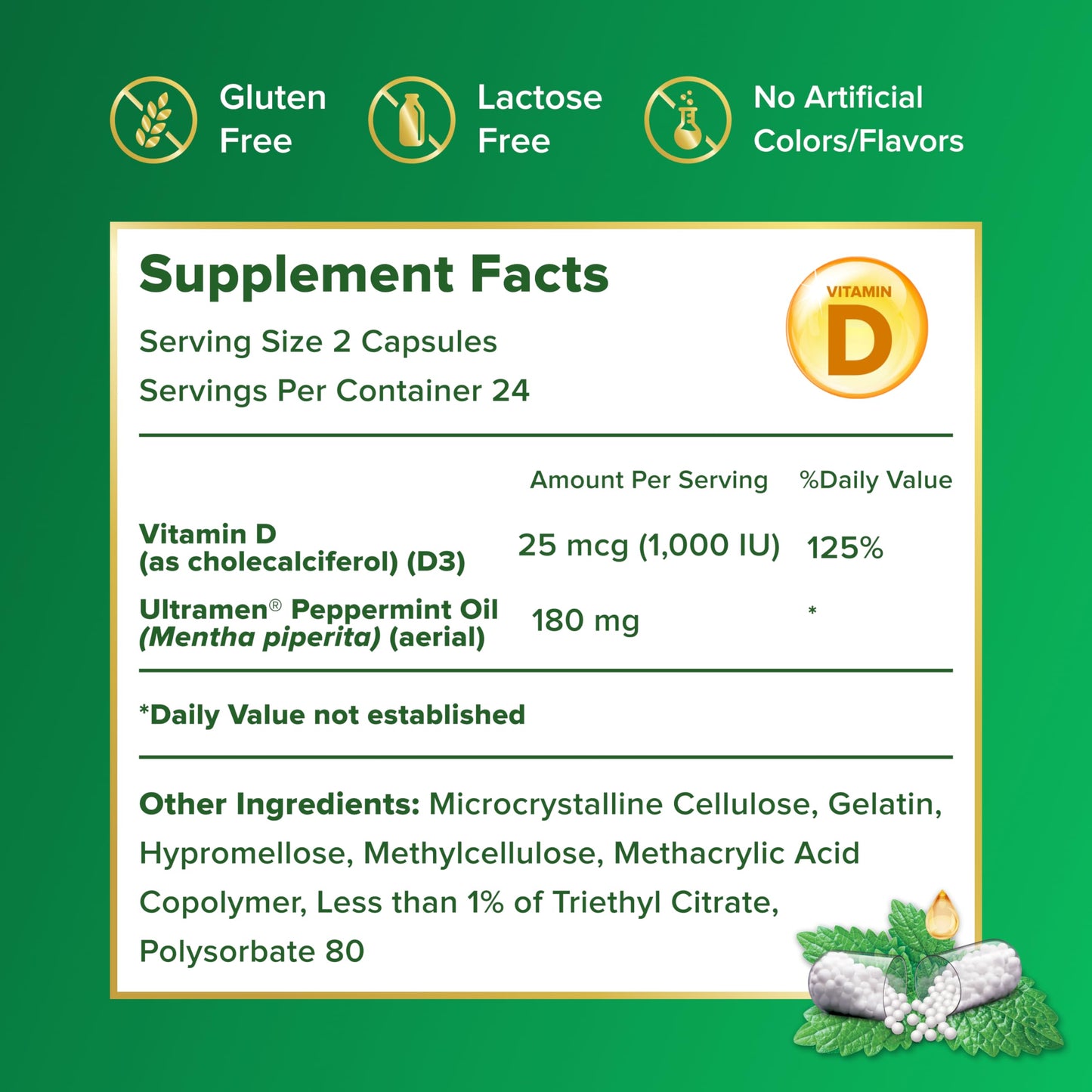 IBgard Peppermint Oil Capsules with Vitamin D, 48 Capsules