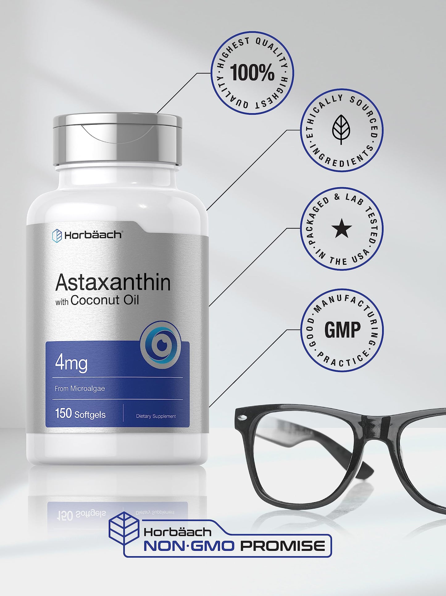 Horbäach Astaxanthin 4mg Softgel 150 Softgels