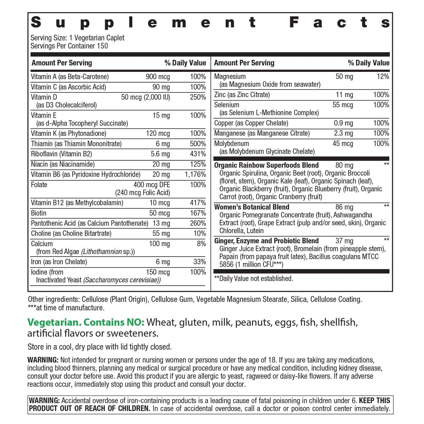 Rainbow Light Womens Multivitamin One + Tablet, 150 Tablets