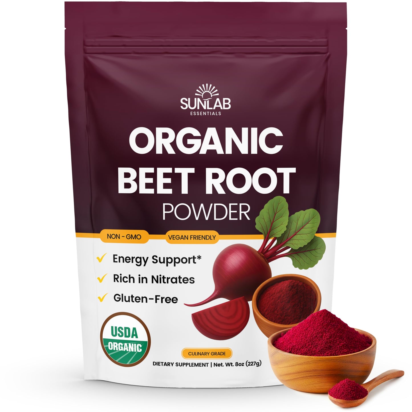 SunLab Essentials Organic Beet Root Powder 8 oz
