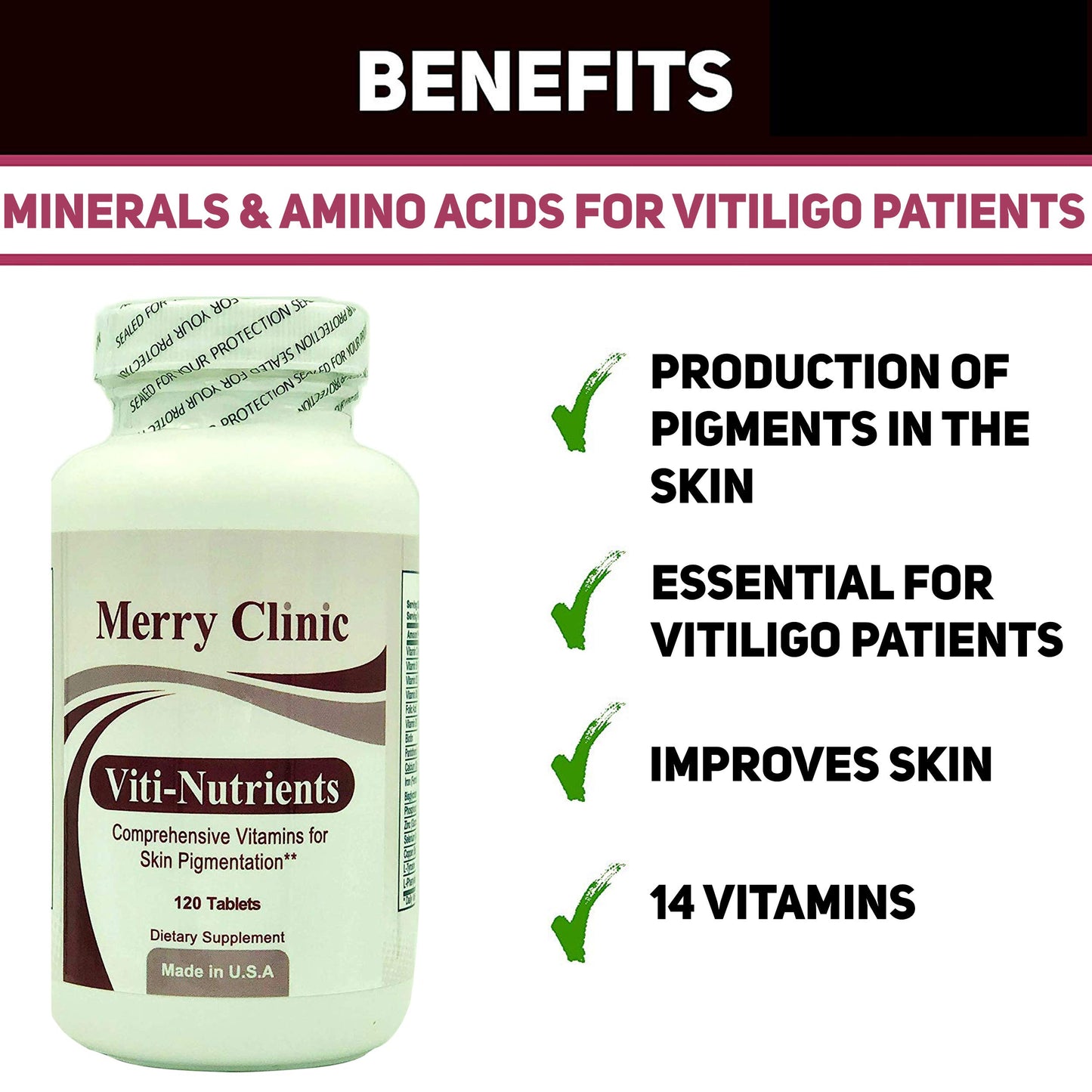 Merry Clinic Viti-Nutrients Comprehensive Vitamins for Skin Pigmentation, 120 Tablets