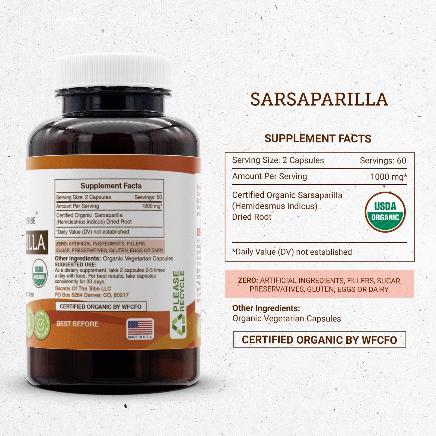 Secrets of the Tribe Sarsaparilla Capsules 120 Capsules