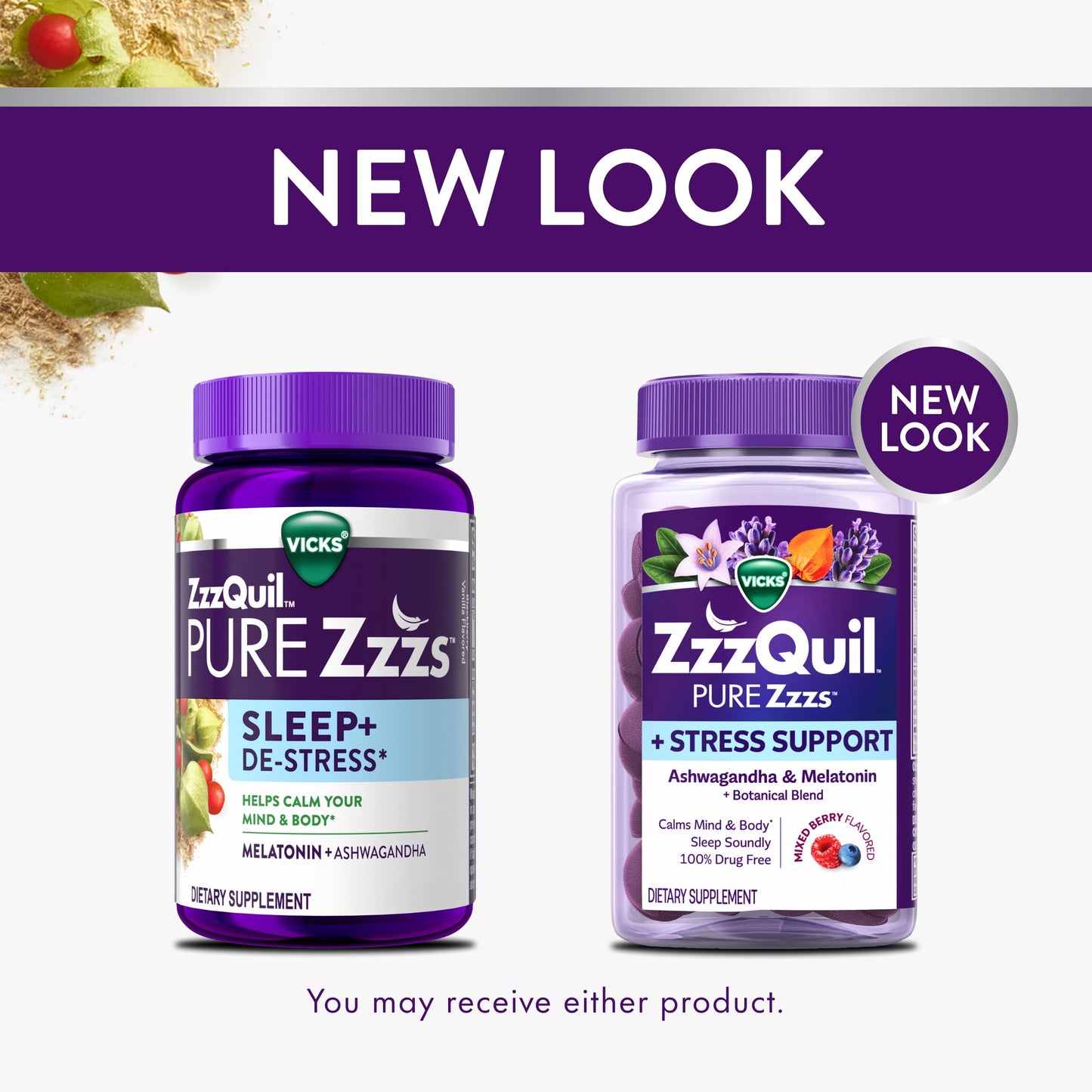 ZzzQuil PURE Zzzs De-Stress Melatonin Sleep Aid Gummies, 42 Count