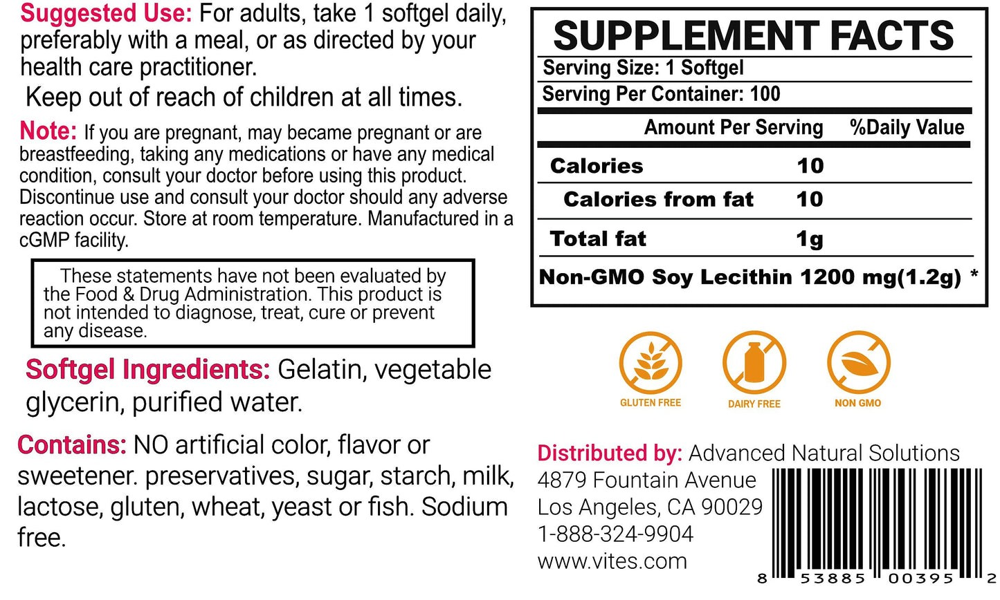 Peter's Choice Lecithin 1200mg Softgels, 100 Count