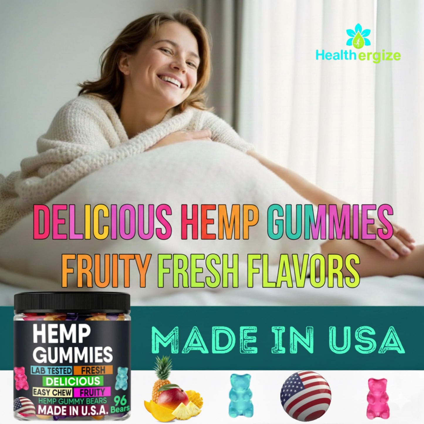 Healthergize Hemp Gummies for Sleep Chewable 96 Count