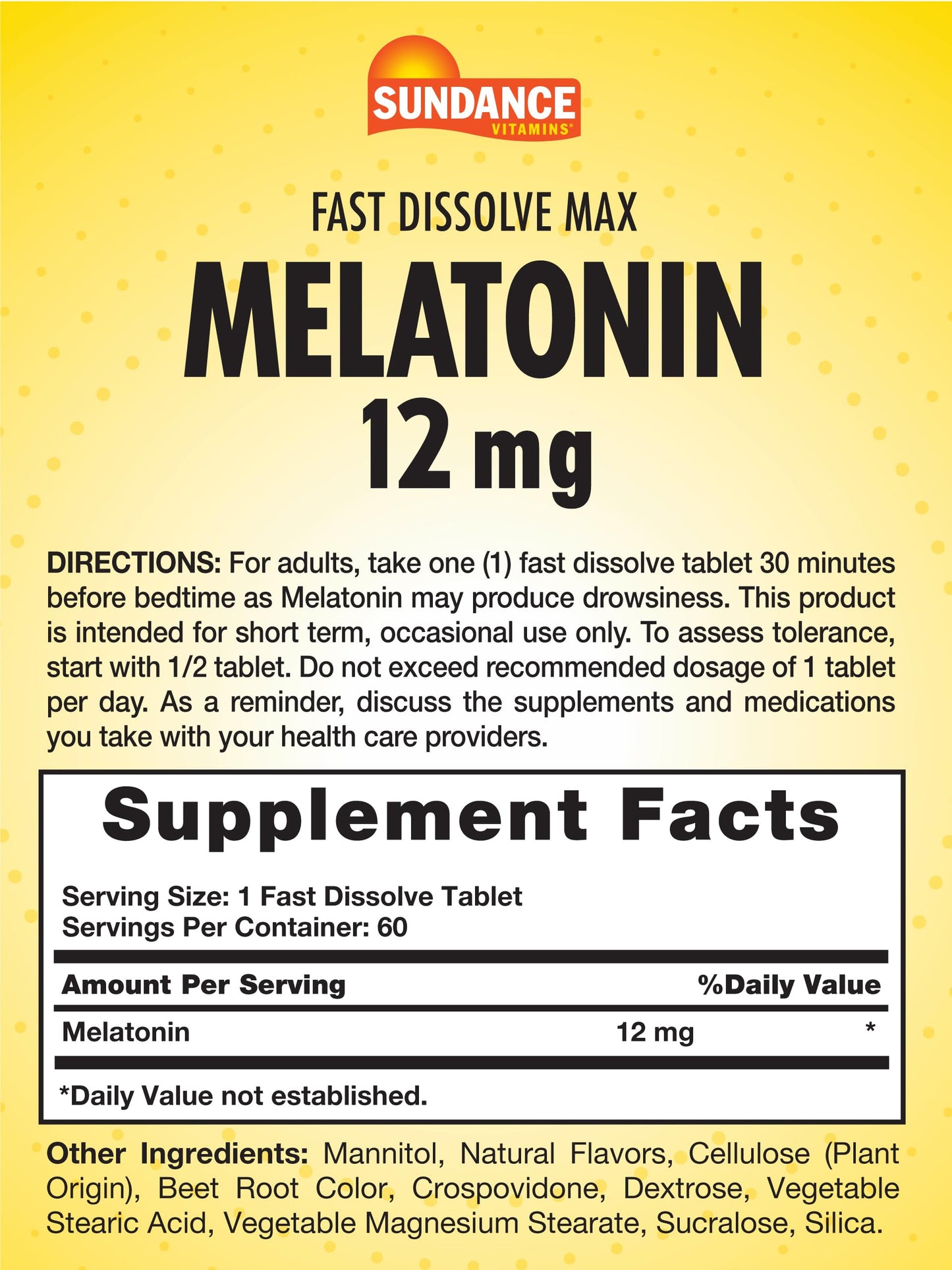 Sundance Melatonin 12mg Tablets, 60 Count
