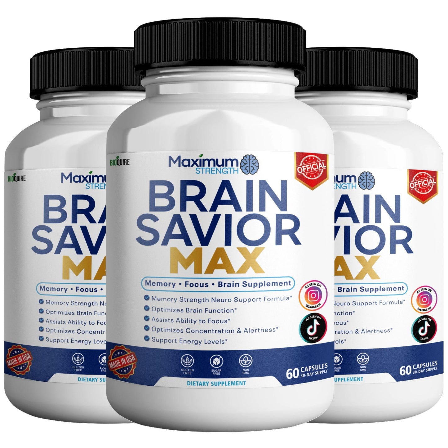BIOQUIRE Brain Savior Max Memory Supplement, 60 Capsules