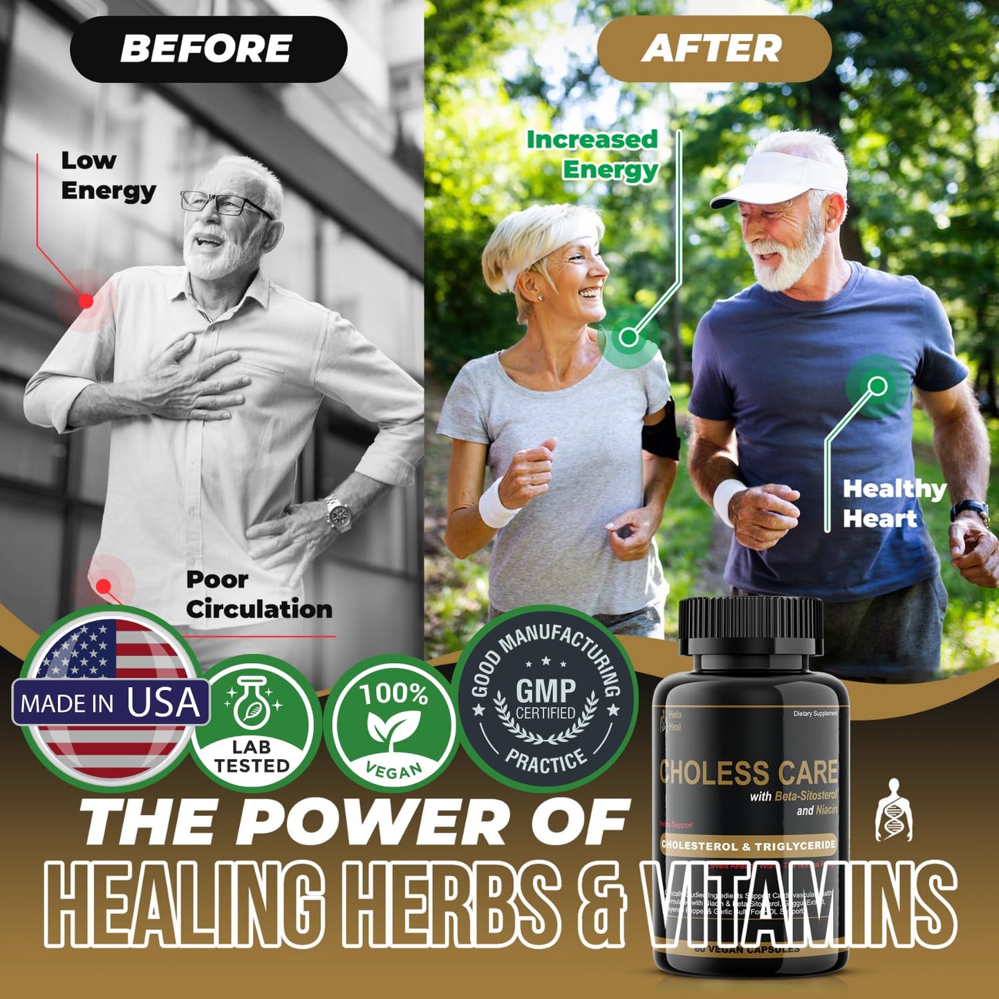 Helix Heal Cholesterol Supplement - Triglycerides Support Health Capsules, 60 Capsules