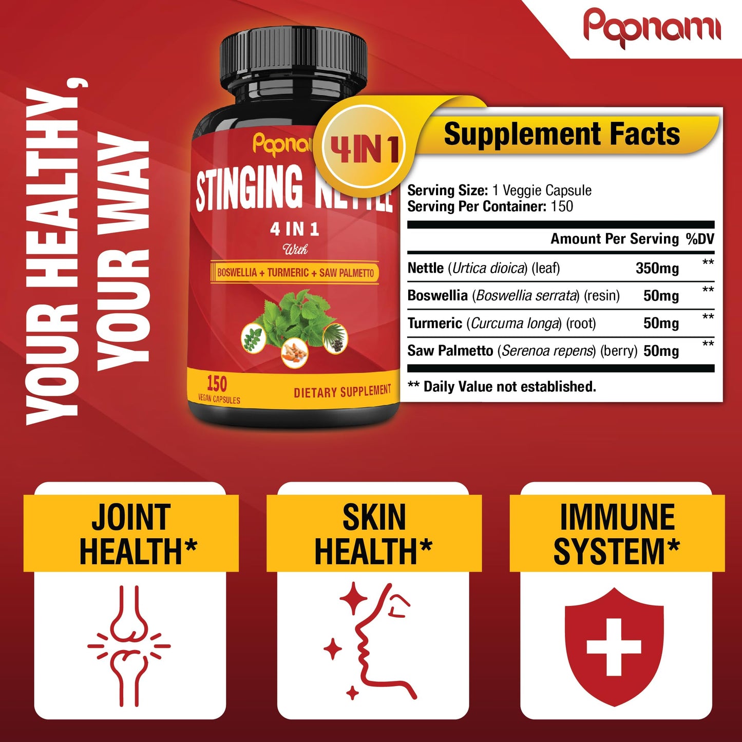 Papnami Stinging Nettle Extract Capsule 150 Count