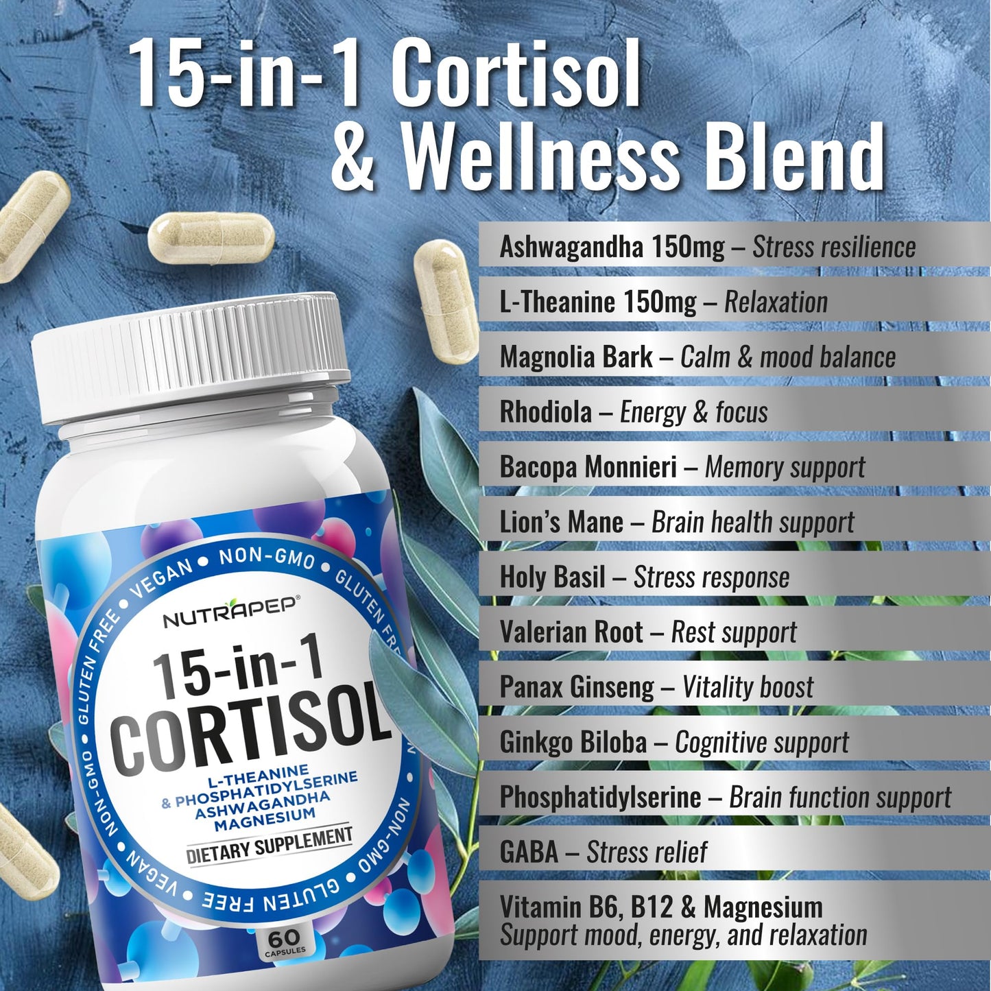 NutraPep Cortisol Detox Supplement Capsule 60 Count