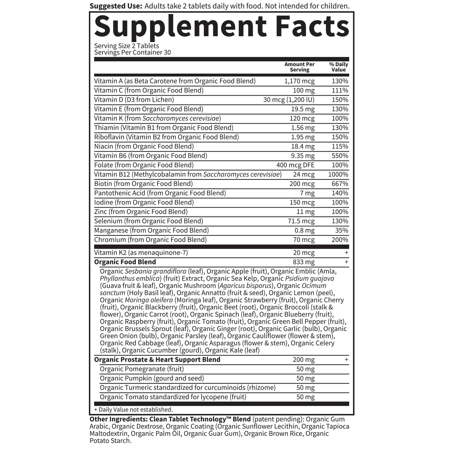 Garden of Life Organics Men's 40+ Multivitamin with Prostate Support, B12 & Vitamins – Vegan Daily Whole Food Multivitamin, Non-GMO, Certified Organic, 60 Tablets