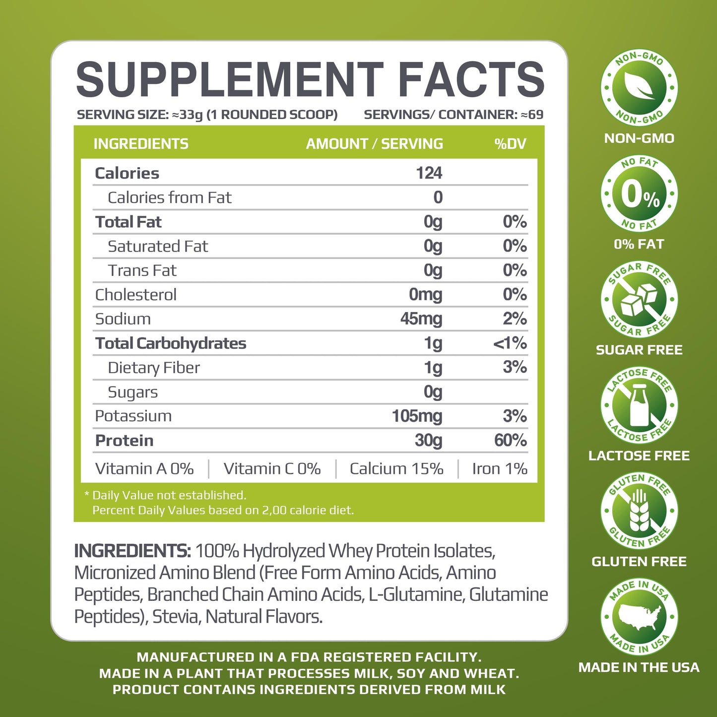 MUSCLE FOOD LABS MFL 100% Pure Isolate Protein Powder, 5 lb, 80 Servings