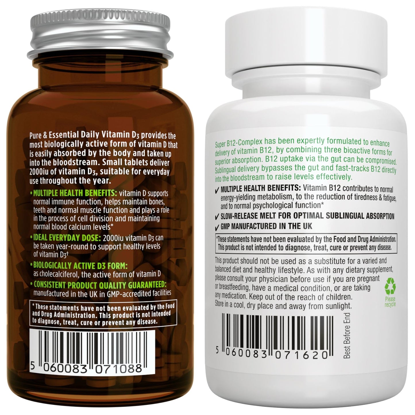 Igennus Healthcare Nutrition Vitamin D3 2000iu Tablets + High Absorption Sublingual B12, Daily Vitamin D3 + Super B12-Complex Bundle, 545