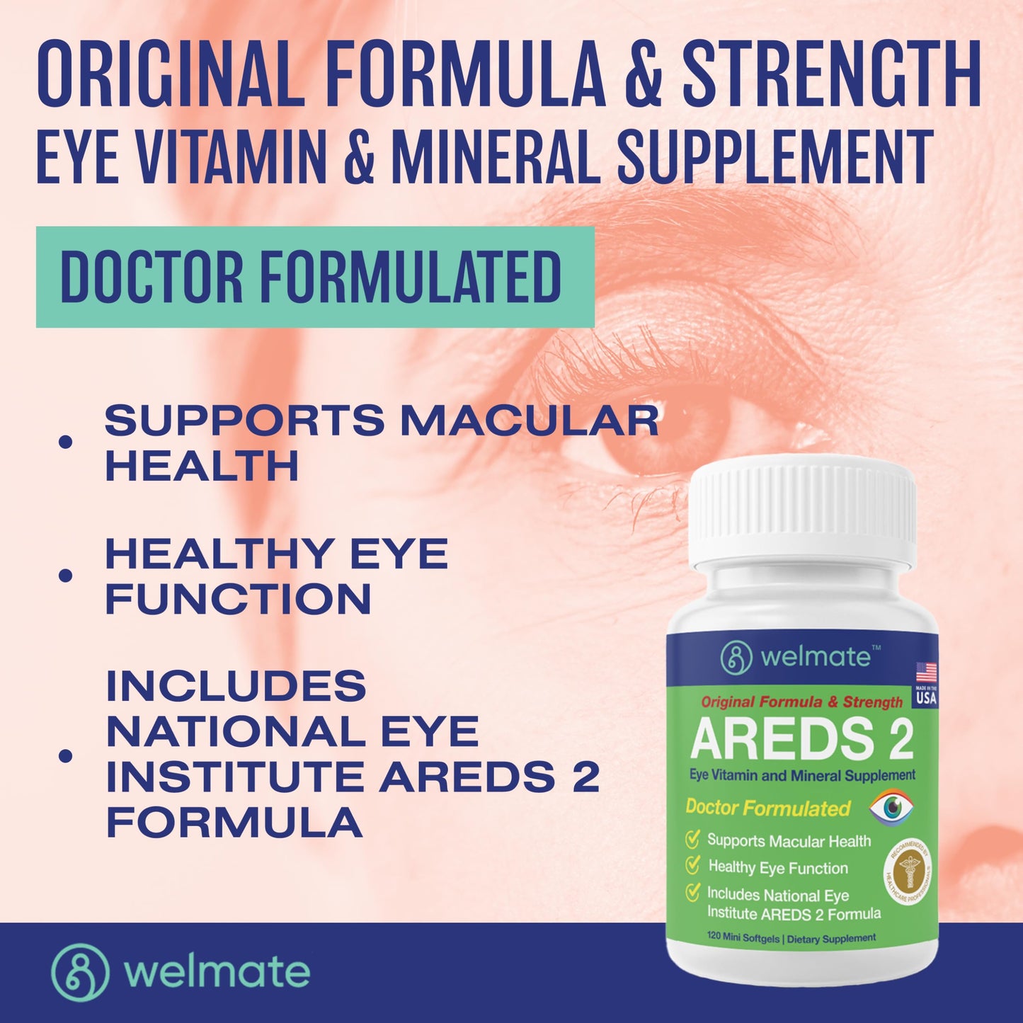 WELMATE AREDS 2 Eye Vitamin and Mineral Supplement Softgels 120-count