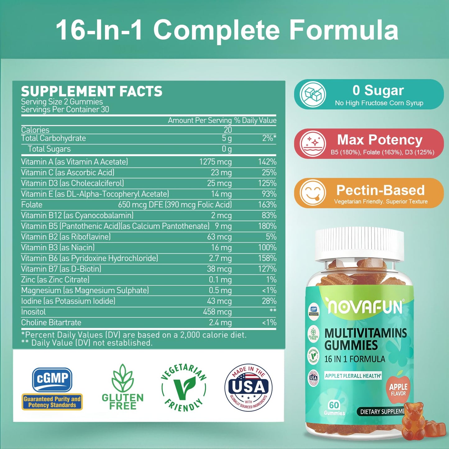 Novafun Multivitamin Gummies 60 Count