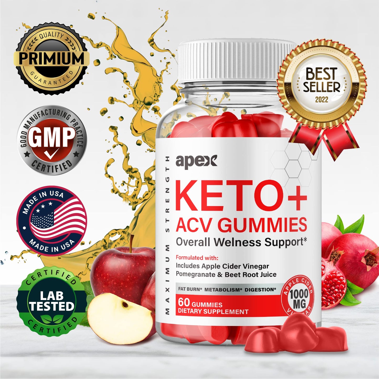 IDEAL PERFORMANCE Apex Keto Apple Cider Vinegar Gummies, 300 Gummies