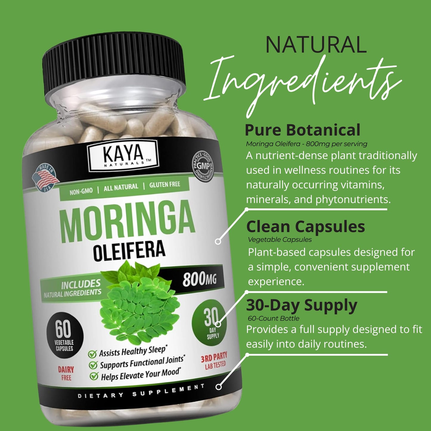 Kaya Naturals Moringa Leaf Extract Capsule 60 Count
