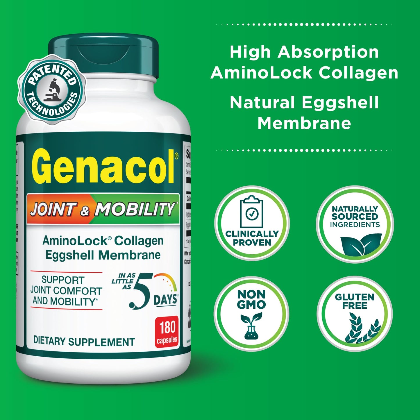 Genacol Joint & Mobility Eggshell Membrane & Collagen Capsules, 180 Capsules