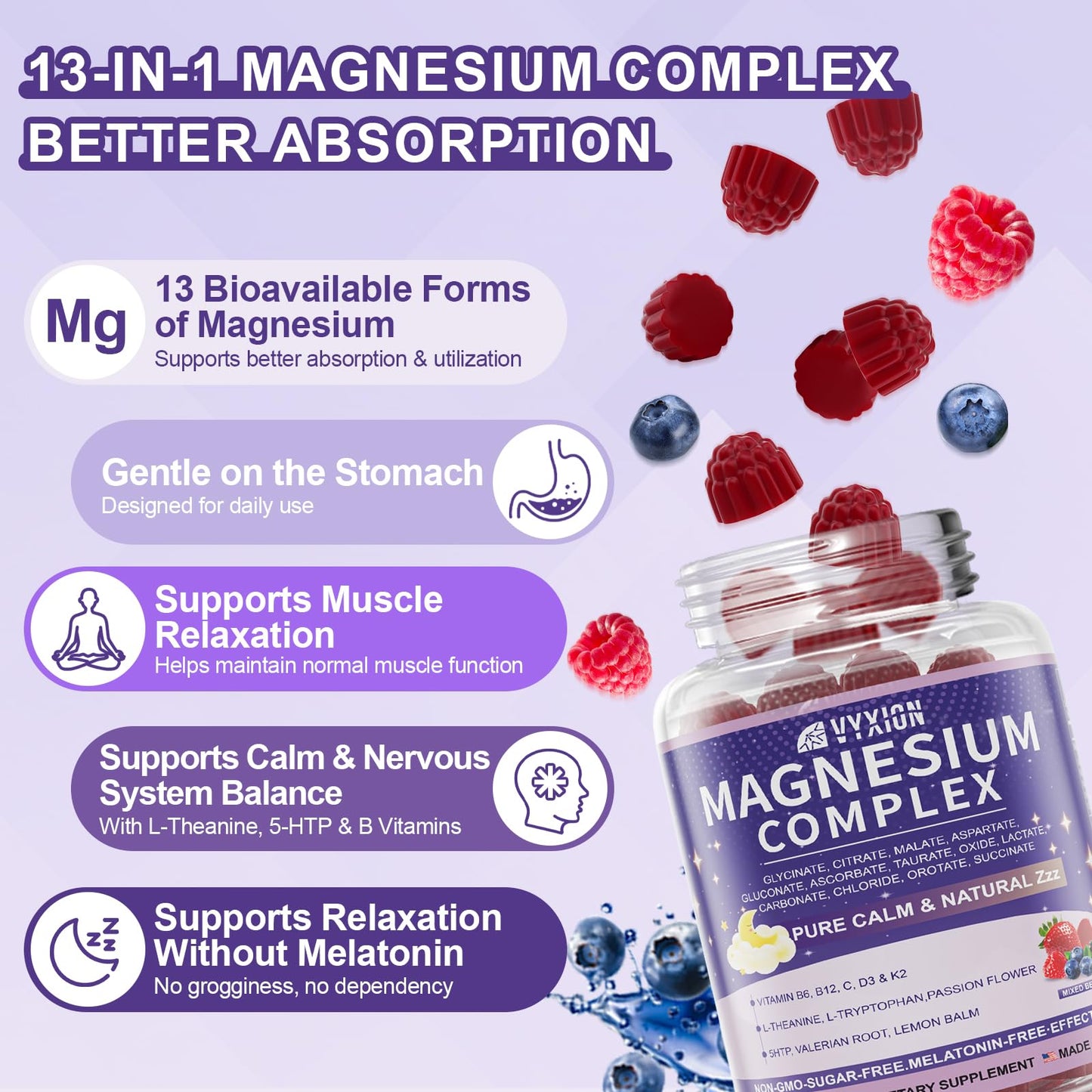 Vyxion Magnesium Complex Gummies, 60 Count