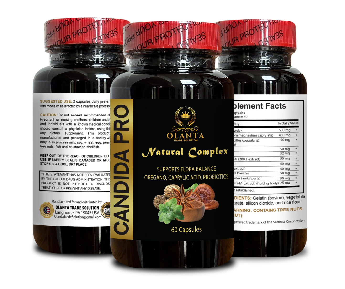 OLANTA TRADE SOLUTION Candida PRO Natural Complex Capsules 60 Count
