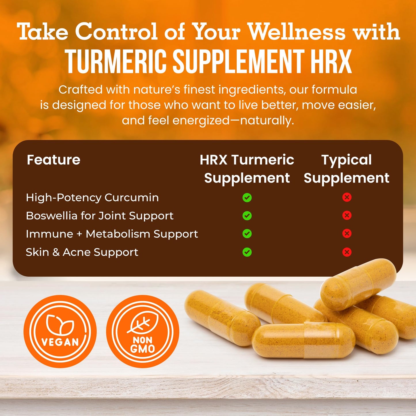 Herbal Destination Turmeric Curcumin with Boswellia & Ashwagandha Capsules, 60 Capsules