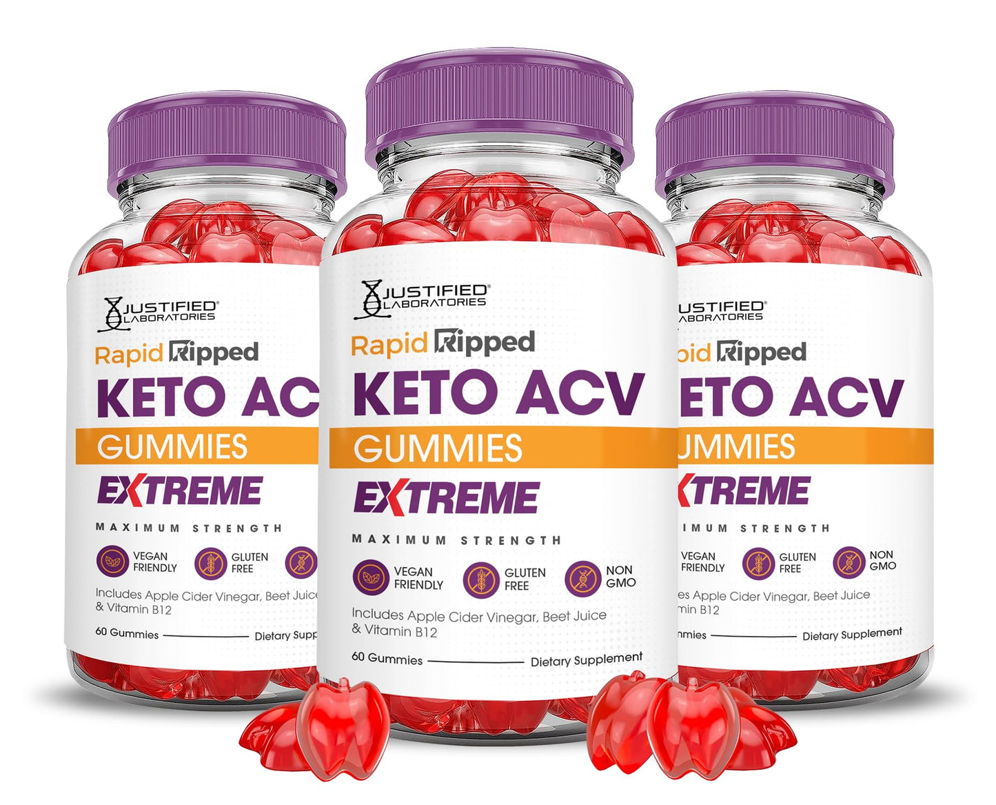 Justified Laboratories Rapid Ripped Keto ACV Gummies Extreme (2000 mg) Gummies 180 Count