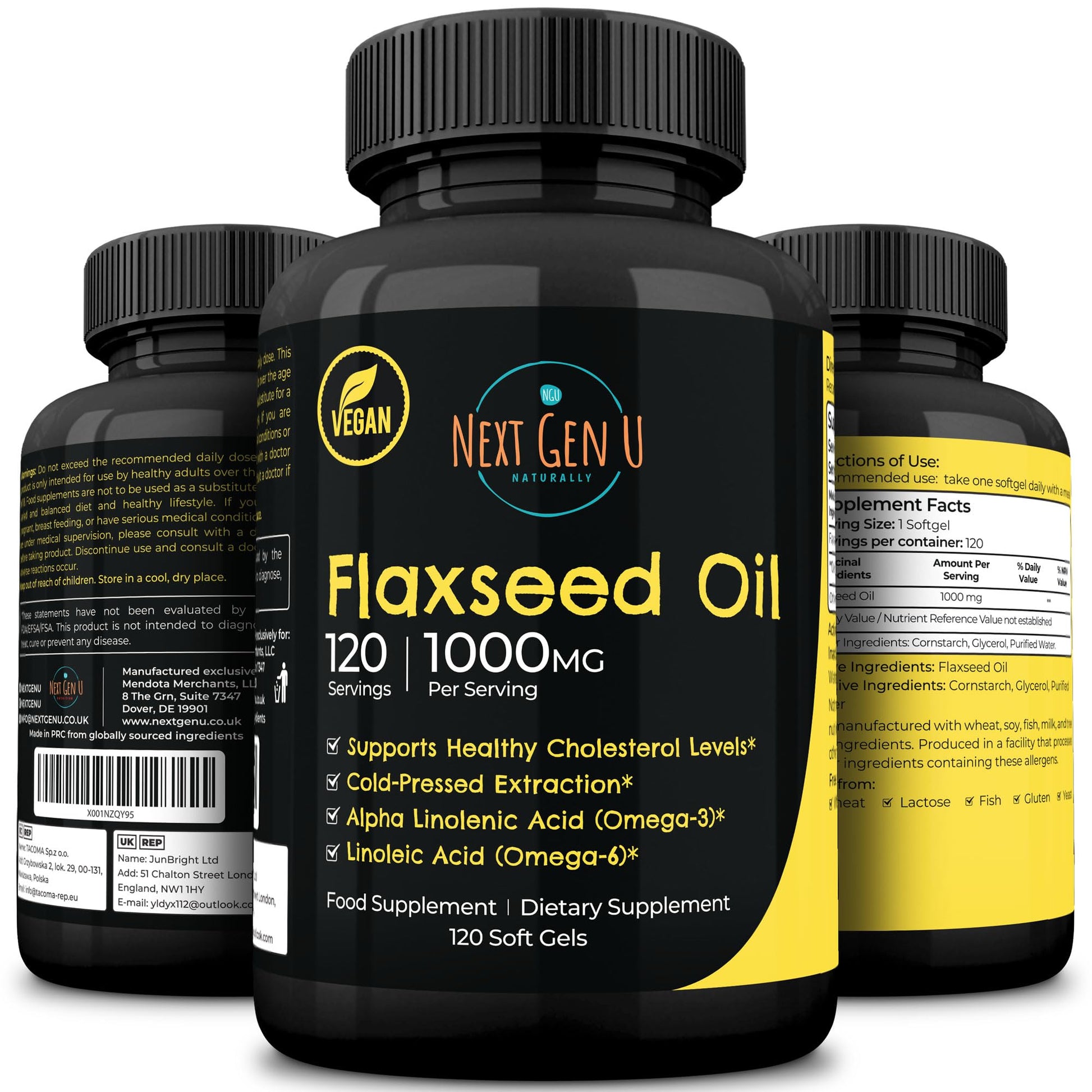 NGU Next Gen U Flaxseed Oil Capsules Softgel 120 Count
