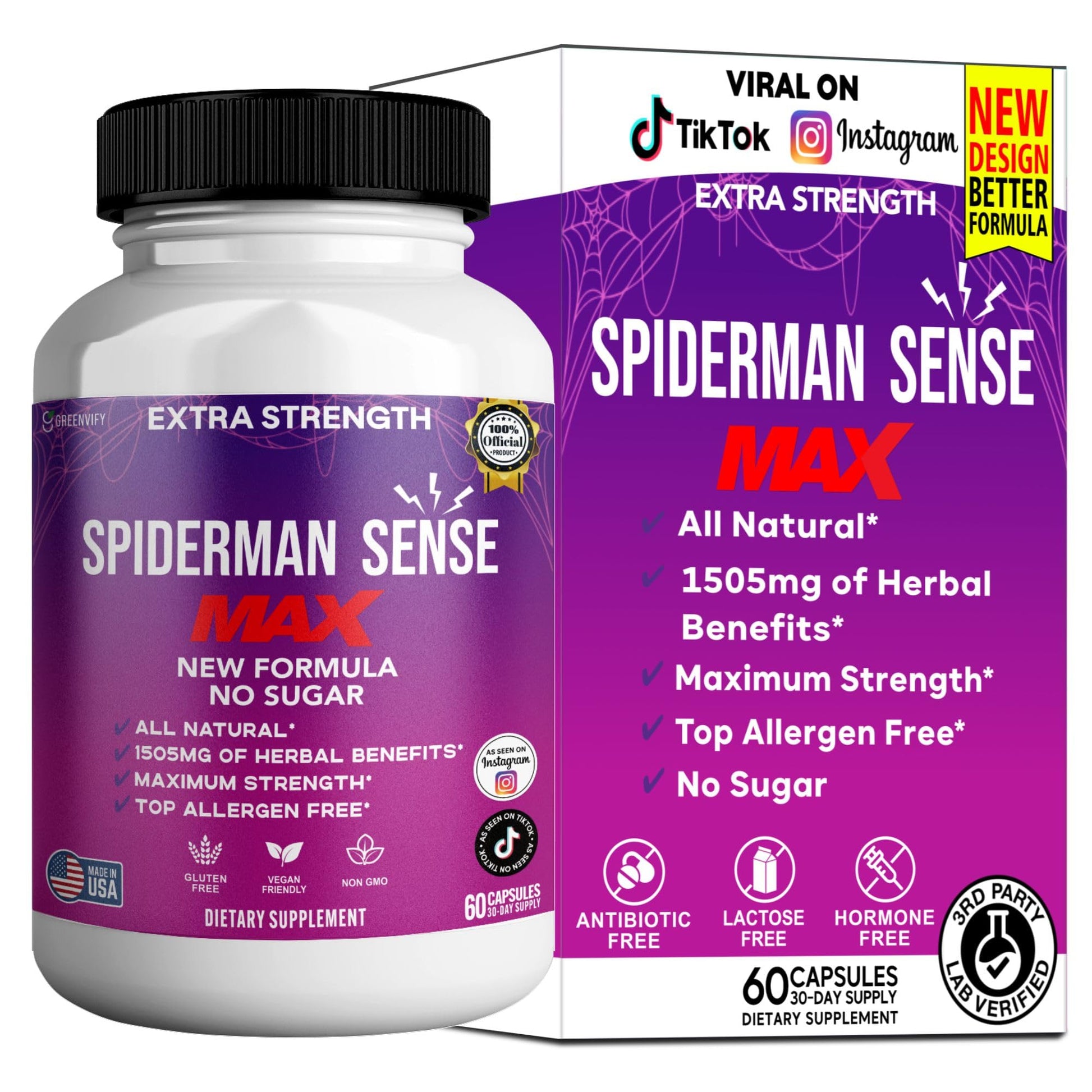 GREENVIFY Spiderman Sense Max Extra Strength Maca Root Complex 60 Capsules