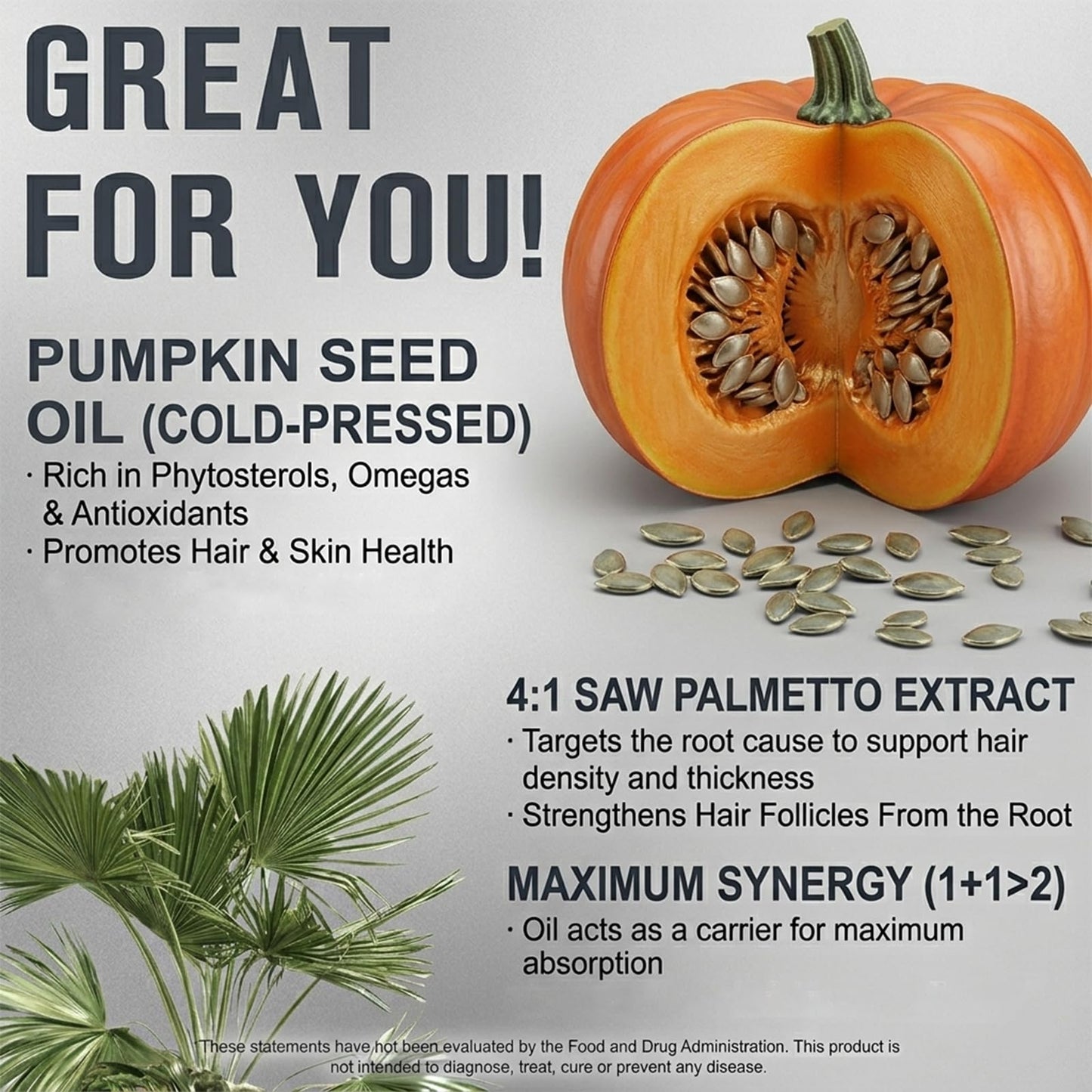 Blarvik Pumpkin Seed Oil with Saw Palmetto Capsules, 180 Count