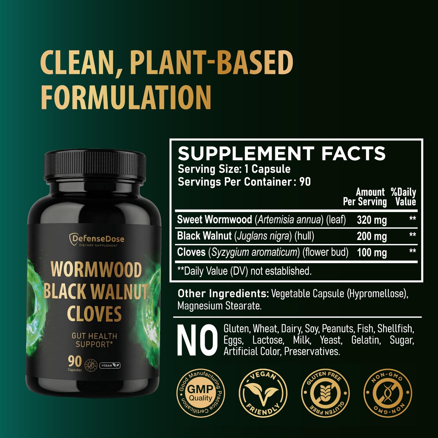 Defense Dose Wormwood Black Walnut Clove Cleanse Capsule 90 Count