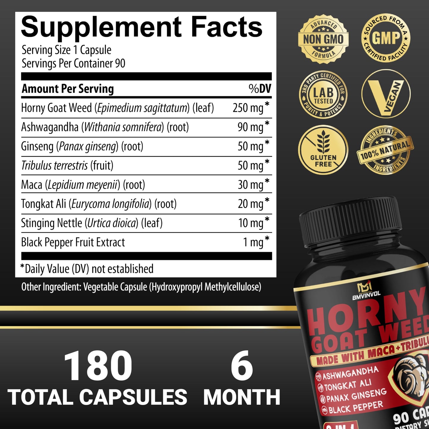 BMVINVOL Horny Goat Weed Capsules 90 Count