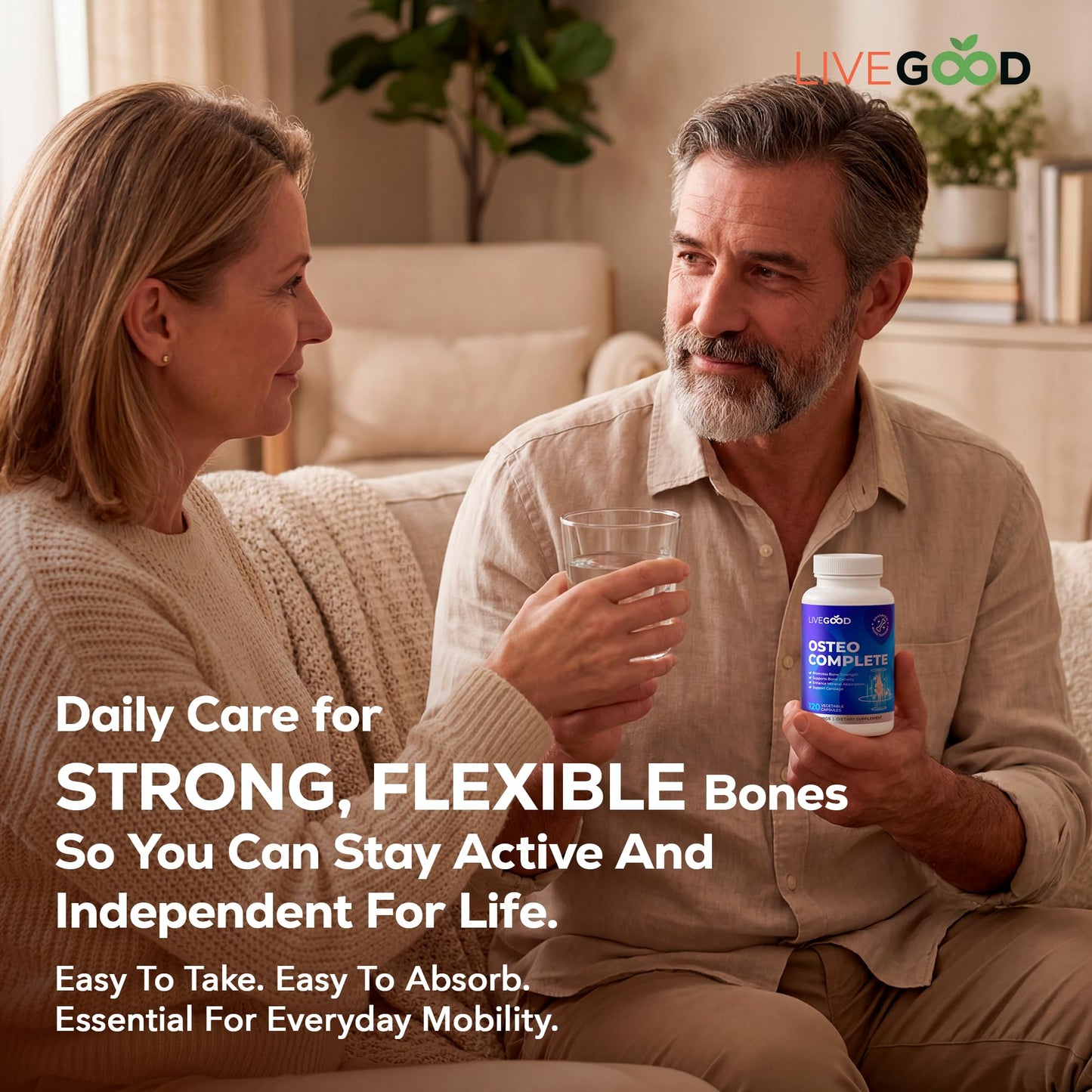 LiveGood Osteo Complete Bone and Joint Support Capsule, 90 Capsules